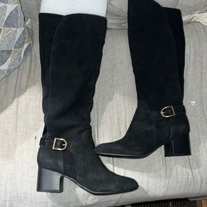 Anne Klein black suede boots size 8